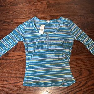 Garage Long Sleeve Stripped Top With Zipper: 💐